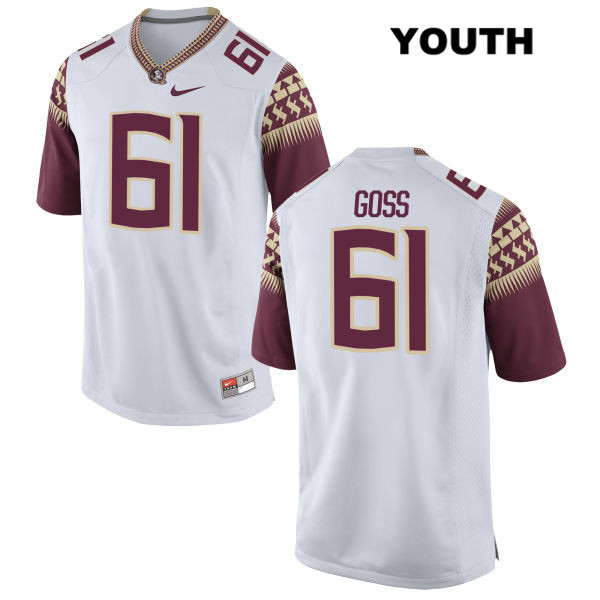 Youth NCAA Nike Florida State Seminoles #61 Jalen Goss College White Stitched Authentic Football Jersey WRJ3569PS